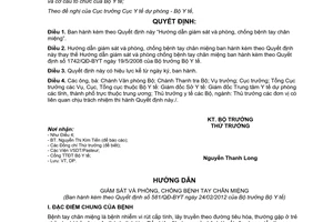 Quyết định 581/QĐ-BYT giám sát và phòng chống bệnh tay chân miệng