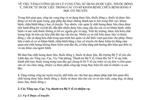 Chỉ thị 03/CT-BYT năm 2012 tăng cường quản lý cung ứng sử dụng dược liệu