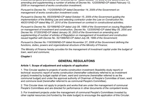 Circular No. 28/2012/TT-BTC management of investment capital under the budget of town ward commune