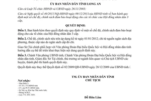 Quyết định 12/2012/QĐ-UBND chế độ chính sách đảm bảo hoạt động các tổ chức