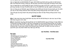 Quyết định 31/QĐ-PCLBTW chế độ thông tin báo cáo ứng phó với lũ bão