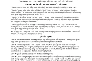 Quyết định 936/QĐ-UBND Chương trình giảm ngập nước giai đoạn 2011 - 2015