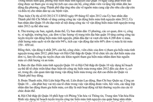 Chỉ thị 01/2012/CT-UBND tăng cường công tác vận động hiến máu tình nguyện