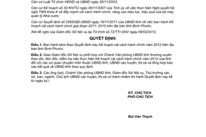 Quyết định 356/QĐ-UBND kế hoạch cải cách hành chính 2012 Bình Phước