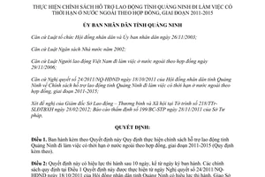 Quyết định 428/2012/QĐ-UBND hỗ trợ lao động làm việc có thời hạn ở nước ngoài
