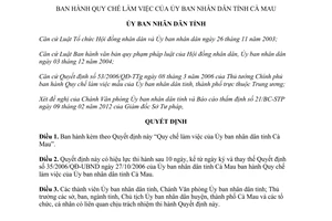 Quyết định 02/2012/QĐ-UBND Quy chế làm việc Ủy ban nhân dân tỉnh Cà Mau