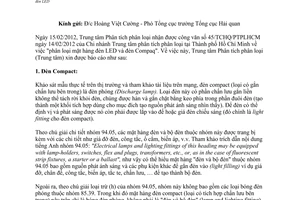 Công văn 181/PTPL-NV phân loại mặt hàng đèn Compact và đèn LED