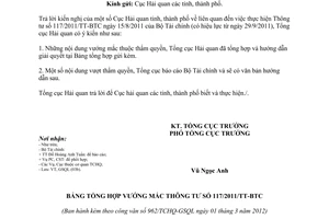 Công văn 962/TCHQ-GSQL hướng dẫn Thông tư 117/2011/TT-BTC