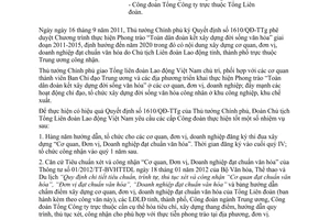 Công văn 258/TLĐ năm 2012 triển khai Quyết định 1610/QĐ-TTg