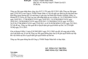 Công văn 978/TCHQ-TXNK xác định trị giá tính thuế