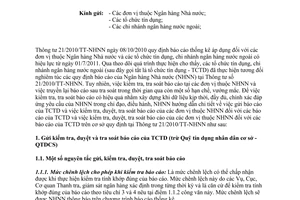 Công văn 1352/NHNN-DBTKTT 2012 hướng dẫn gửi kiểm tra duyệt tra soát báo cáo của tổ chức tín dụng