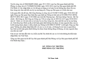 Công văn 1135/TCHQ-GSQL xe ô tô đã qua sử dụng nhập khẩu có số máy bị mờ