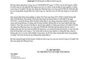 Công văn 05/BXD-VLXD chủ trương đầu tư trạm nghiền xi măng