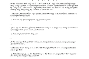 Công văn 3266/BTC-TCT hướng dẫn thực hiện hóa đơn điện tử