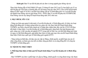 Công văn 1693/BGTVT-TCCB hướng dẫn hoạt động năm 2012