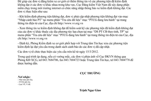 Công văn 388/ĐKVN-VAR xem thông tin kiểm định xe cơ giới