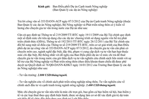 Công văn 1285/BNN-TC mức lương tư vấn trong nước Dự án Cạnh tranh Nông nghiệp