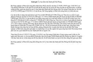 Công văn 624/BNN-TCTL hỗ trợ kinh phí để nâng cấp tuyến đê sông cần đầu tư cấp