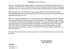 Công văn 2059/BCT-XNK thực hiện Thông tư 24/2010/TT-BCT