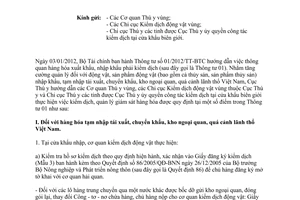 Công văn 382/TY-KD hướng dẫn Thông tư 01/2012/TT-BTC thông quan hàng hóa