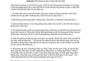 Công văn 3585/BTC-KHTC  tăng cường biện pháp phòng cháy chữa cháy