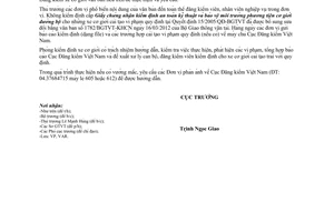 Công văn 456/ĐKVN-VAR thực hiện văn bản 1782/BGTVT-KHCN