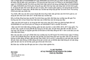 Công văn 1564/BGDĐT-KHTC báo cáo tình hình quản lý, sử dụng tài sản nhà nước năm