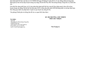Công văn 1945/VPCP-KTN năm 2014 quản lý đồ án quy hoạch chung xây dựng Thủ đô Hà Nội 2030 2050
