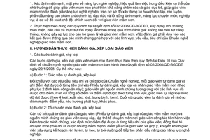 Công văn 1700/BGDĐT-NGCBQLGD hướng dẫn đánh giá, xếp loại giáo viên mầm non