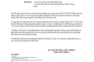 Công văn 2000/VPCP-KTN giải pháp cấp bách công tác đảm bảo trật tự an toàn