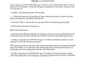 Công văn 1089/TCT-CS vướng mắc phí bảo vệ môi trường khai thác khoáng sản