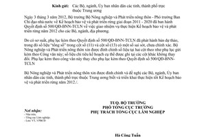 Công văn 1466/BNN-TCLN 2012 đính chính 500/QĐ-BNN-TCLN bảo vệ và phát triển rừng