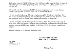 Công văn 1570/TCHQ-GSQL vướng mắc C/O