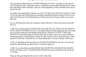 Công văn 1581/TCHQ-TVQT sử dụng tờ khai nhập, xuất khẩu