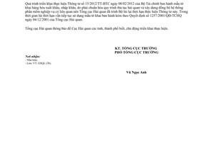 Công văn 1593/TCHQ-GSQL thực hiện Thông tư 15/2012/TT-BTC