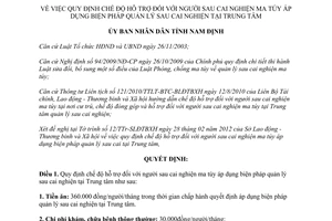 Quyết định 04/2012/QĐ-UBND  chế độ hỗ trợ người sau cai nghiện ma túy