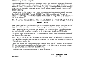 Quyết định 04/2012/QĐ-UBND định mức tiêu hao nhiên liệu xe ô tô con