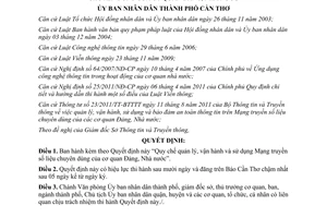 Quyết định 06/2012/QĐ-UBND sử dụng Mạng truyền số liệu chuyên dùng tại Cần Thơ