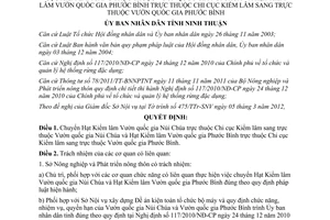 Quyết định 14/2012/QĐ-UBND chuyển Hạt Kiểm lâm Vườn quốc gia Núi Chúa Ninh Thuận