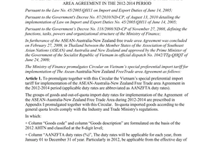 Circular No. 44/2012/TT-BTC promulgating vietnam’s special preferential import