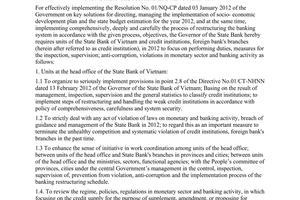 Directive No. 03/CT-NHNN on the inspection, supervision; anti-corruption, violat