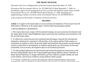 Decision No. 319/QD-TTg approving the master plan on socio-economic development