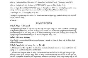 Thông tư 06/2012/TT-NHNN quy định về cho vay đặc biệt đối với tổ chức tín dụng d