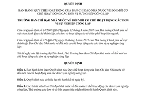 Quyết định 21/QĐ-BCĐ Quy chế hoạt động Ban Chỉ đạo Nhà nước