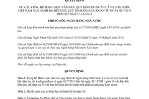 Quyết định 469/QĐ-NHNN công bố Danh mục văn bản, quy định đã hết hiệu lực