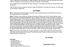 Thông tư 02/2012/TT-BTNMT  Quy chuẩn kỹ thuật quốc gia chuẩn thông tin