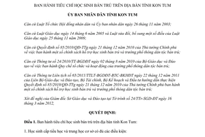 Quyết định 13/2012/QĐ-UBND tiêu chí học sinh bán trú tỉnh Kon Tum