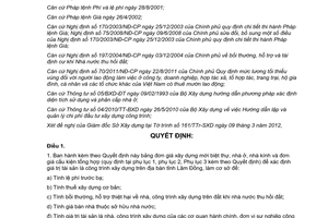 Quyết định 05/2012/QĐ-UBND đơn giá xây dựng mới biệt thự nhà ở nhà kính