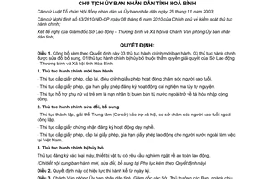 Quyết định 322/QĐ-UBND năm 2012 công bố thủ tục hành chính Tỉnh Hòa Bình