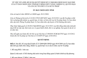 Quyết định 09/2012/QĐ-UBND sửa đổi Quyết định 21/2009/QĐ-UBND Hà Tĩnh